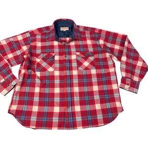 Arrow Sportswear  XL Red Plaid Acrylic Flannel Lined Long Sleeve Button Up Shirt